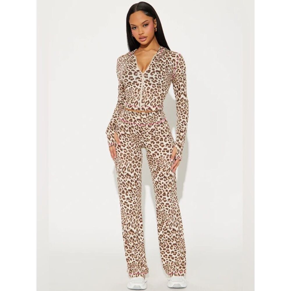 FASHION NOVA•On The Prowl Pant Set - Brown/combo